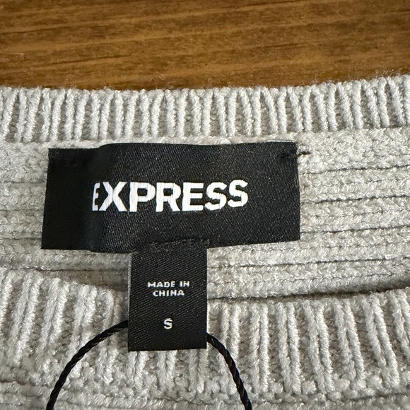 Express Light Gray Ribbed Knit Top - Picture 2 of 6